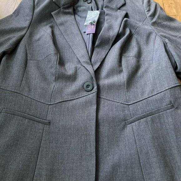 ⭐️NWOT - LANE BRYANT Grey Tailored Stretch Blazer w/ Shoulder Pads Size 14 - Picture 1 of 5